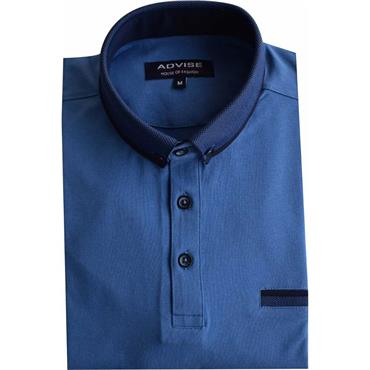 ADVISE KNITTED COLLAR POLO SHIRT - BLUE