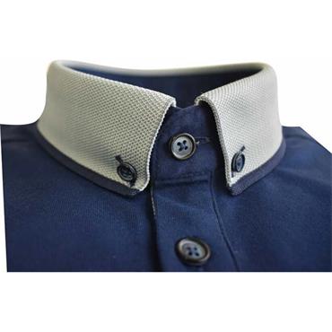 ADVISE KNITTED COLLAR POLO SHIRT - NAVY