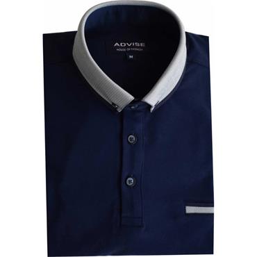ADVISE KNITTED COLLAR POLO SHIRT - NAVY