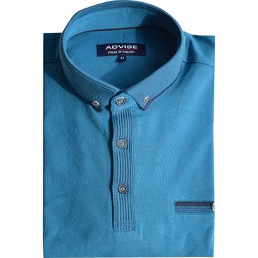 ADVISE KNITTED COLLAR POLO SHIRT - TURQUOISE