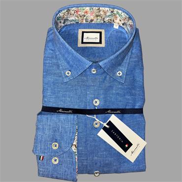 MARNELLI SCOTT LINEN MIX SHIRT - BLUE