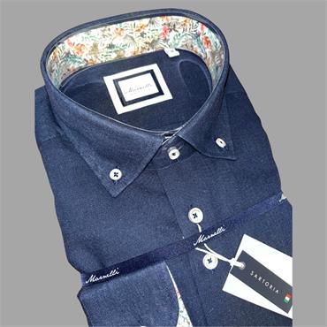 MARNELLI SCOTT LINEN MIX SHIRT - NAVY