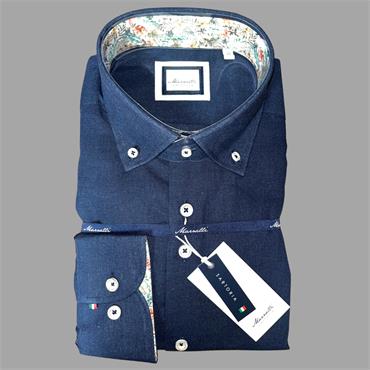 MARNELLI SCOTT LINEN MIX SHIRT - NAVY
