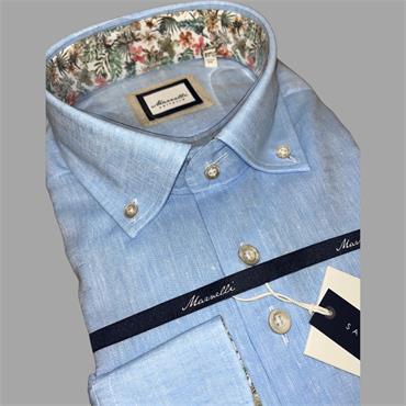 MARNELLI SCOTT LINEN MIX SHIRT - SKY