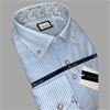 MARNELLI SCOTT STRIPE LINEN MIX SHIRT - BLUE