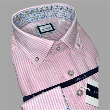 MARNELLI SCOTT STRIPE LINEN MIX SHIRT - PINK