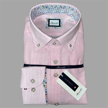 MARNELLI SCOTT STRIPE LINEN MIX SHIRT - PINK