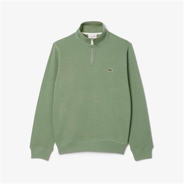 LACOSTE ZIP-UP INTERLOCK SWEATSHIRT - GREEN