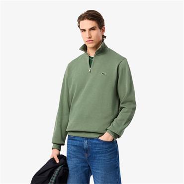 LACOSTE ZIP-UP INTERLOCK SWEATSHIRT - GREEN