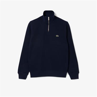 LACOSTE ZIP-UP INTERLOCK SWEATSHIRT - NAVY