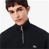 LACOSTE ZIP-UP INTERLOCK SWEATSHIRT - BLACK