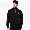 LACOSTE ZIP-UP INTERLOCK SWEATSHIRT - BLACK