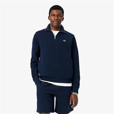 LACOSTE ZIP-UP INTERLOCK SWEATSHIRT - NAVY