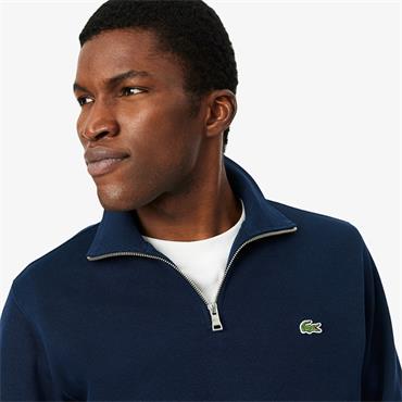 LACOSTE ZIP-UP INTERLOCK SWEATSHIRT - NAVY