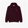 LACOSTE ZIP-UP FLEECE HOODIE - BURGUNDY