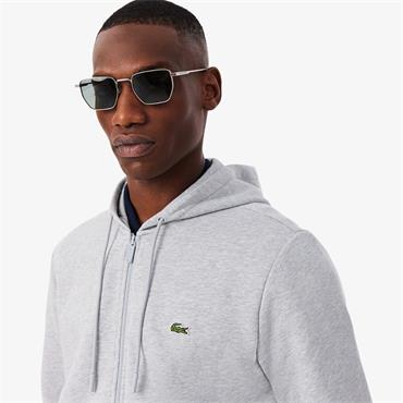 LACOSTE ZIP-UP FLEECE HOODIE - GREY