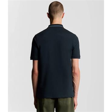 LYLE&SCOTT STRIPED TIPPED POLO SHIRT - NAVY