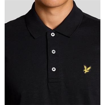 LYLE&SCOTT FINE SLUB POLO SHIRT - BLACK