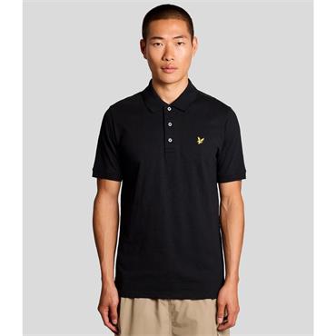 LYLE&SCOTT FINE SLUB POLO SHIRT - BLACK