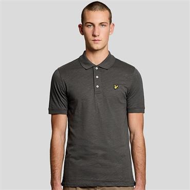 LYLE&SCOTT FINE SLUB POLO SHIRT - GREY