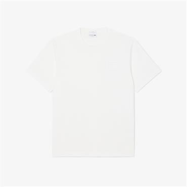 LACOSTE EMBOSSED BRANDING JERSEY T-SHIRT - WHITE