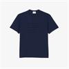 LACOSTE EMBROIDERED COTTON T-SHIRT - NAVY