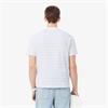 LACOSTE STRIPED COTTON T-SHIRT - BLUE