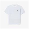 LACOSTE STRIPED COTTON T-SHIRT - BLUE