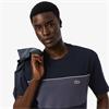 LACOSTE COLOUR-BLOCK COTTON T-SHIRT - NAVY