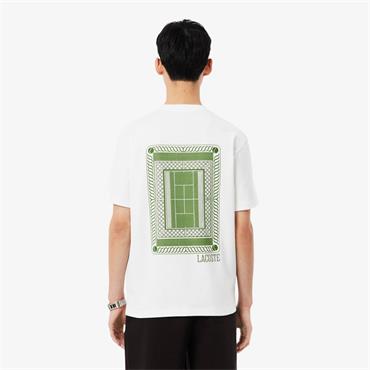 LACOSTE PRINTED JERSEY T-SHIRT - WHITE