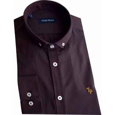 TOM PENN OXFORD SHIRT - BURGUNDY