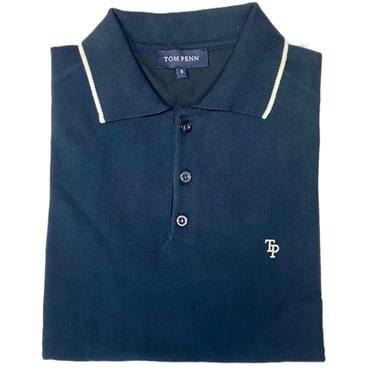 TOM PENN KNITTED POLO SHIRT - NAVY