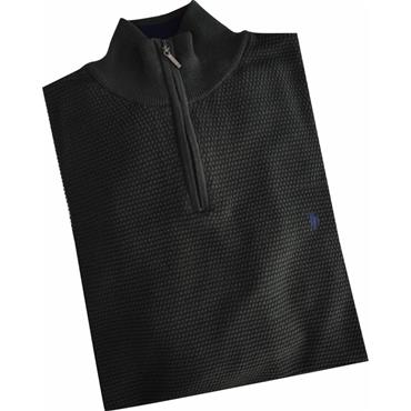 TOM PENN WAFFLE KNIT 1/4 ZIP - KHAKI