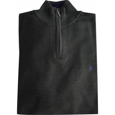 TOM PENN WAFFLE KNIT 1/4 ZIP - KHAKI