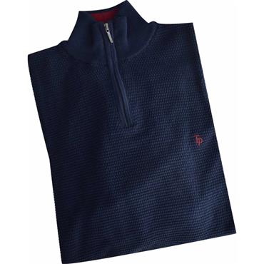 TOM PENN WAFFLE KNIT 1/4 ZIP - NAVY