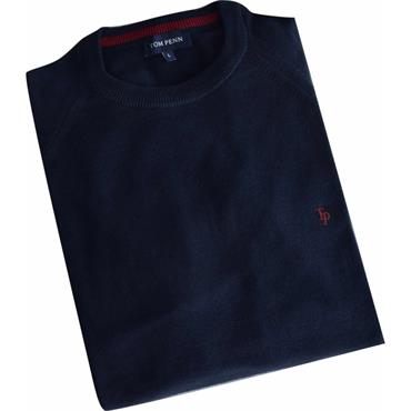 TOM PENN ROUND NECK JUMPER - NAVY