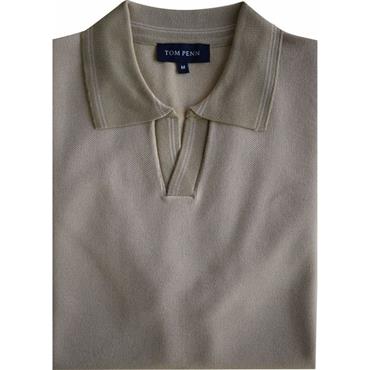 TOM PENN V-NECK POLO SHIRT - BEIGE