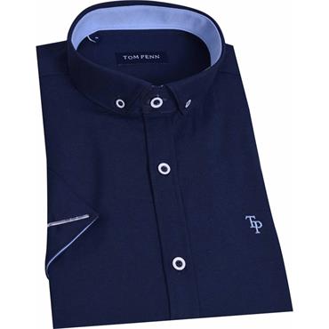 TOM PENN SHORT SLEEVE OXFORD SHIRT - NAVY