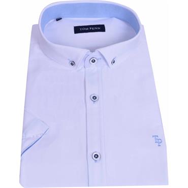 TOM PENN SHORT SLEEVE OXFORD SHIRT - WHITE