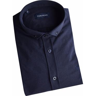 TOM PENN STRETCH JERSEY SHIRT - NAVY