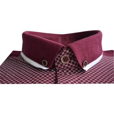 TOM PENN PRINT POLO SHIRT - BURGUNDY