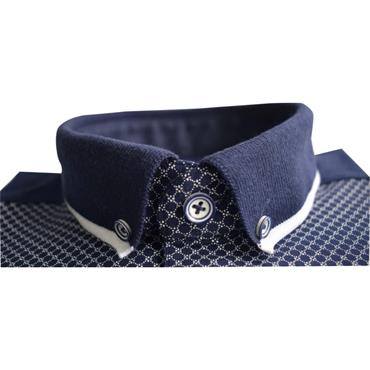 TOM PENN PRINT POLO SHIRT - NAVY