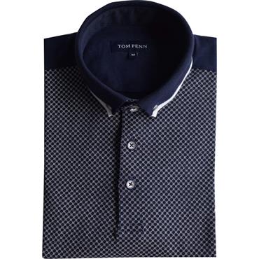 TOM PENN PRINT POLO SHIRT - NAVY