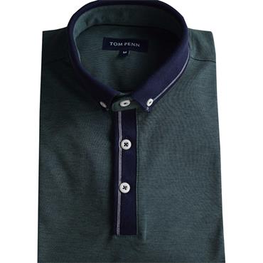 TOM PENN KNITTED COLLAR POLO SHIRT - GREEN