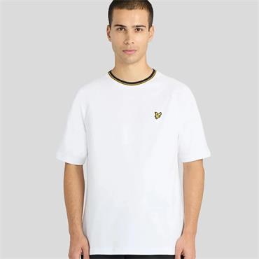 LYLE&SCOTT TIPPED TRACK T-SHIRT - WHITE