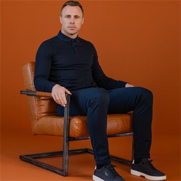 BOWE TAILORING WHITE LS POLO SHIRT - DARK NAVY