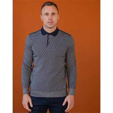 BOWE TAILORING WHITE LS POLO SHIRT - NAVY