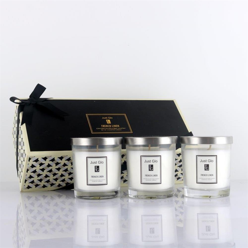 Jenny Glow Just Glo 3 x 140g French Linen Candle Set McGorisks