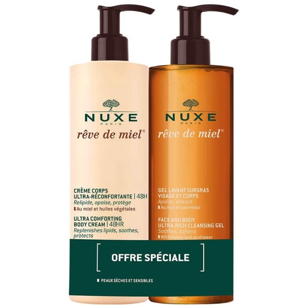 Nuxe Rêve De Miel Body Cream 400ml + Rich Cleansing Gel 400ml
