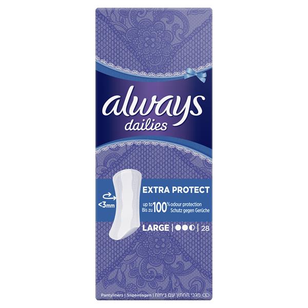 Always Dailies Extra Protect Panty Liners Large 28 Pack McGorisks